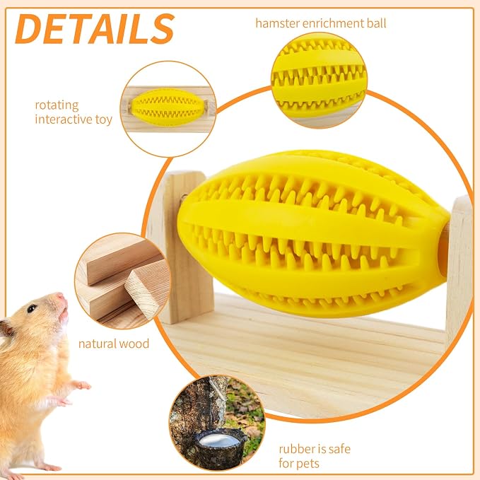 Hamster Enrichment Toys, Guinea Pig Rotating Foraging Toys Interactive Feed Game for Boredom, Food Hide Treat Dispenser Toys for Rat, Small Animal Cage Accessories for Syrian & Dwarf Hamsters