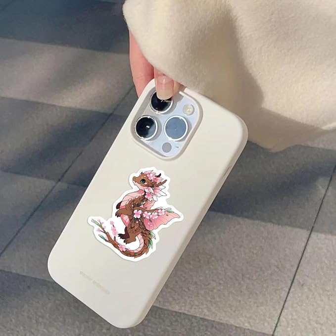 50Pcs Dragon Sticker, Cute Stickers for Kids Teens Adults, Vinyl Cartoon Animals Decals Kawaii Sticker for Decor Water Bottles Laptops Guitar Scrapbook (Dragon)