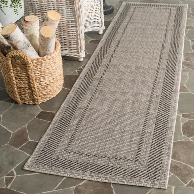 SAFAVIEH Courtyard Collection 2'3" x 6'7" Beige/Black CY8477 Indoor/ Outdoor Waterproof Easy Cleaning Patio Backyard Mudroom Runner Rug