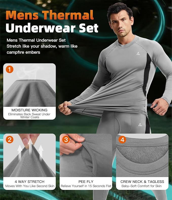 CL convallaria Thermal Underwear Long Johns Set Mens Winter Gift Hunting Gear Sport Base Layer Bottom Top