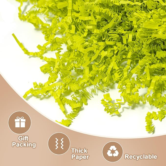 Wowxyz 2 LB Crinkle Cut Paper Shred Light Green Crinkle Shredded Paper - Gift Box Baskets Bag Filler - Confetti Stuffing for Birthday, Holiday Gift Packaging Wrapping