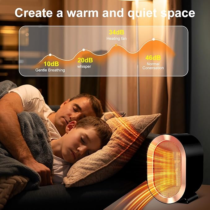 Indoor Electric Portable Space Heater, 1200W Personal Desk Heater, Fast Quiet Heating Ceramic for Small Room,Bedroom and Office Use (Green)