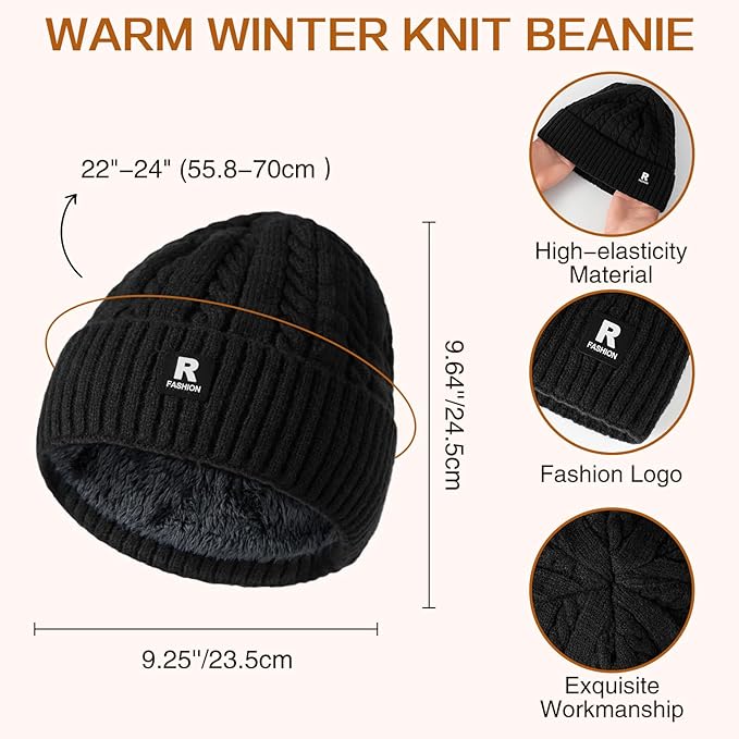 Winter Beanie Hat Scarf Gloves Set for Men Women, Slouchy Mens Winter Clothes Hats Neck Warmer Touchscreen Gloves
