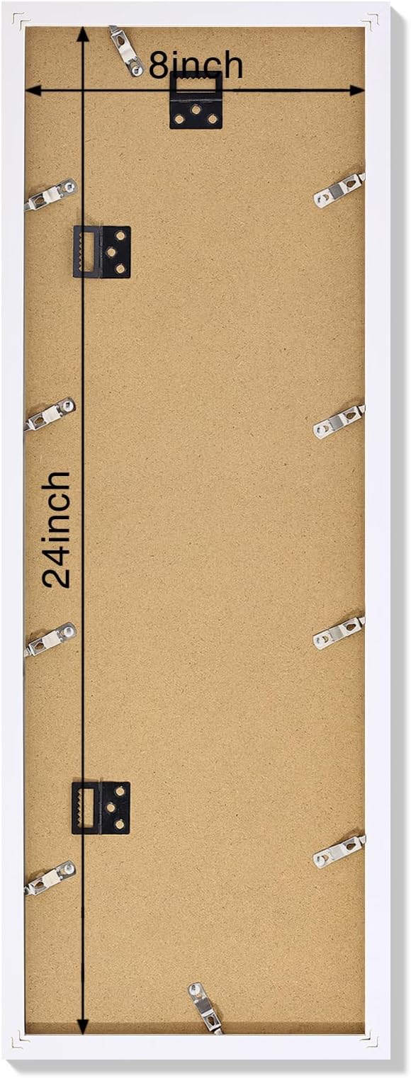 Vittanly 8x24 Collage Picture Frame, Displays 5Pcs 4x6 Pictures with Mat or 1Pcs 8x24 without Mat, Picture Frames Collage Wall Decor for Horizontal or Vertical Display, White, 1 Pack