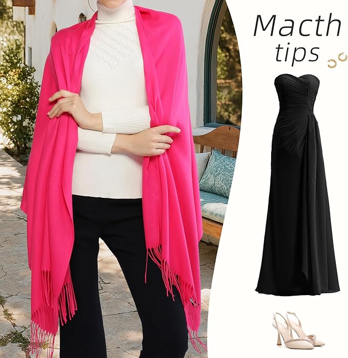 RIIQIICHY Women's Scarf Pashmina Shawls and Wraps for Evening Dress Bridesmaid Wedding Bridal Winter Warm Long Large Scarves