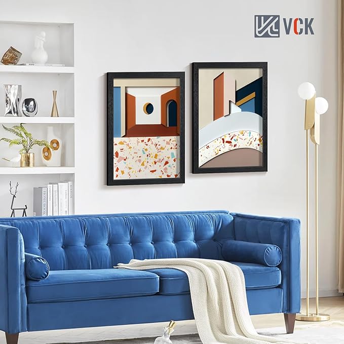 VCK 18x24 Poster Frames Black Set of 6, Wide Border Wood Picture Frame, Multi-Directional Display Family Photos, Office Prints, Studio/Gallery Artwork, Woodgrain Series, Wall Hanging