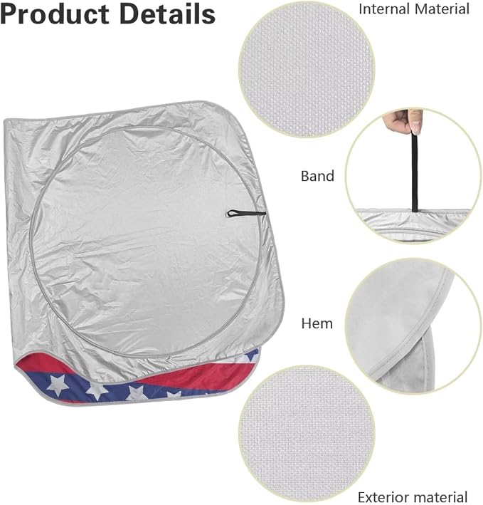 Cute Big Eyes Car Front Windshield American Flag Sun Shade Block UV Rays Sun Shade for UV Protection Foldable Front Window Cover Sun Visor Protector Accessories for Cars Truck SUV