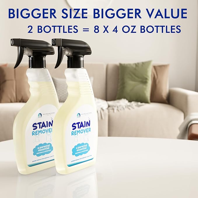 Stain Remover Spray | Gentle Yet Effective for Baby Stains | Non-Toxic, Clean Ingredients, No Added Fragrance | Laundry Spot Cleaner for Clothes & Bedding (16 Fl Oz, Pack of 2)