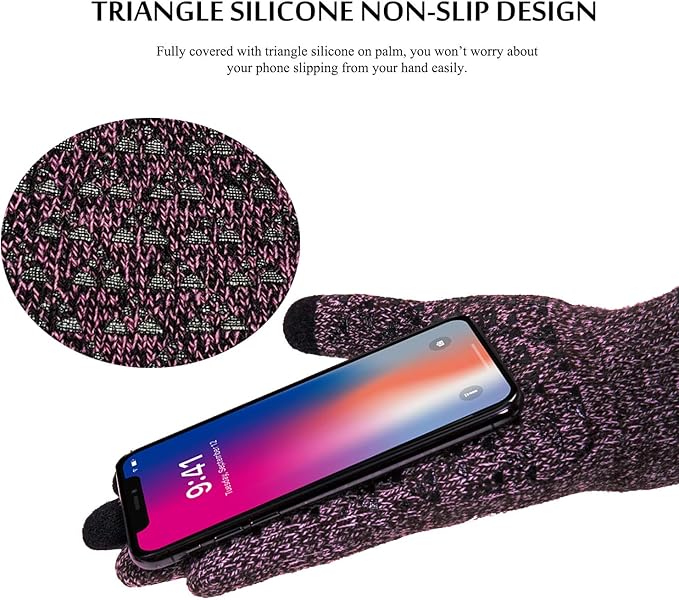 TRENDOUX Winter Gloves for Men Women - Upgraded Touch Screen Cold Weather Thermal Warm Knit Glove for Running Driving Hiking