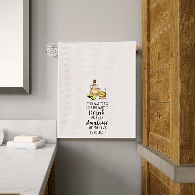 Funny Tequila Kitchen Towels, Tequila Lover Gifts Dish Tea Towels for Kitchen Decor, Gifts for Cocktail Lovers Decorative Hand Towel for Bar Cart, 16x24 Inch