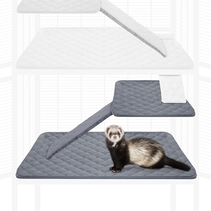 Paw Inspired Fitted Fleece Liner Set for Critter Nation 1-Story Cage, Gray | Single Unit Combo Pack for Ferret Nation/Critter Nation Cage, For Ferrets, Rats, Chinchillas, Hedgehogs, Small Animals, Pets