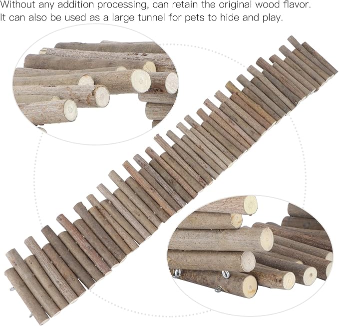 Flexible Hamster Wooden Bridge, 11.8In Fence for Cage Accessories | Rat Wood Sticks Ladder For Platforms Decor Stuff Hides