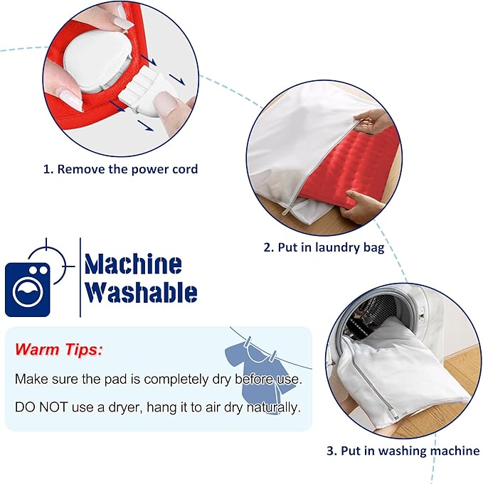 24"X20" Electric Heating pad with 6 Heat Settings, Auto Shut Off, Red Dry Electric Heating for Back Neck Knee Arms Legs Shoulder Heat Pads for Christmas Birthday Father's Day Mother's Day