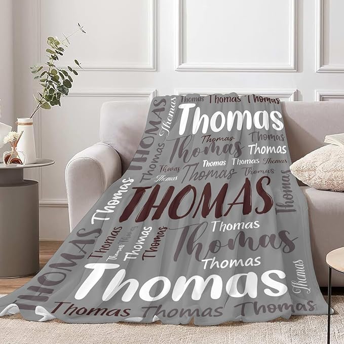 Personalized Custom Baby Blanket with Name for Girls Boys Kids Customized Flannel Blanket for Bed Nursery Room Baby Stroller