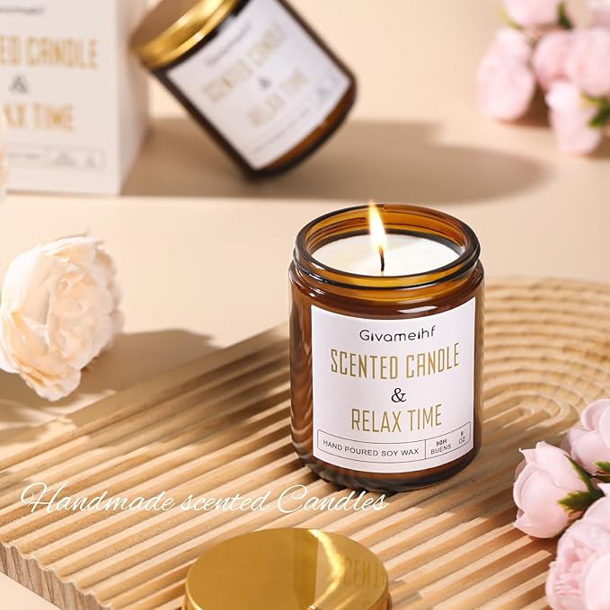 Lavender Scented Candle 9 oz, Fall Candles,Natural Soy Wax Candles, Autumn Gifts Set for Women,Jar Scented Candle with up to 50 Hour Burn Time, Relaxing Home Fragrance for Home