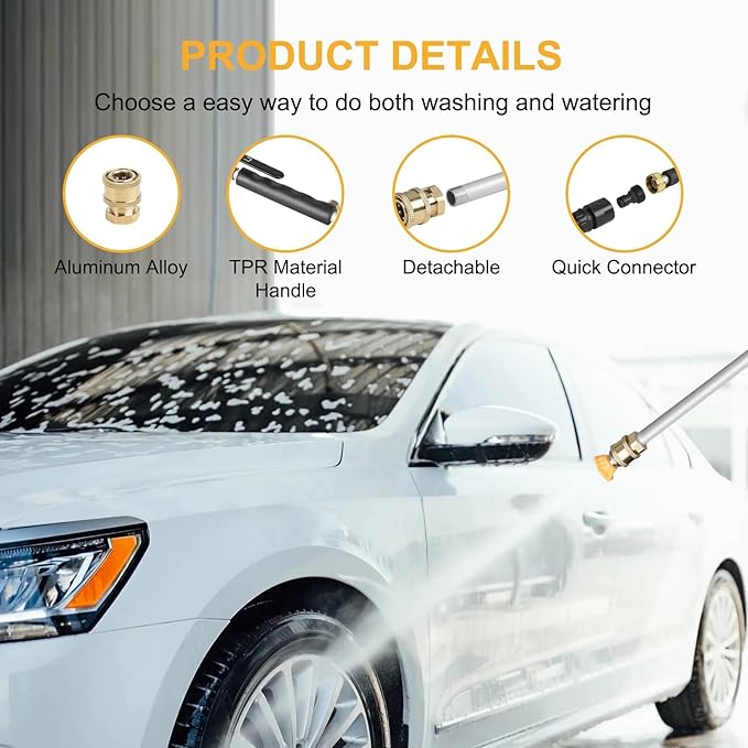 Jet Nozzle High Pressure Hose Nozzle, 7-1 High Pressure Power Washer Wand, Versatile Cleaning Tool for Gutter, Patio, Car Wash,Gardening, Built to Last for Homeowners & Garden Enthusiasts