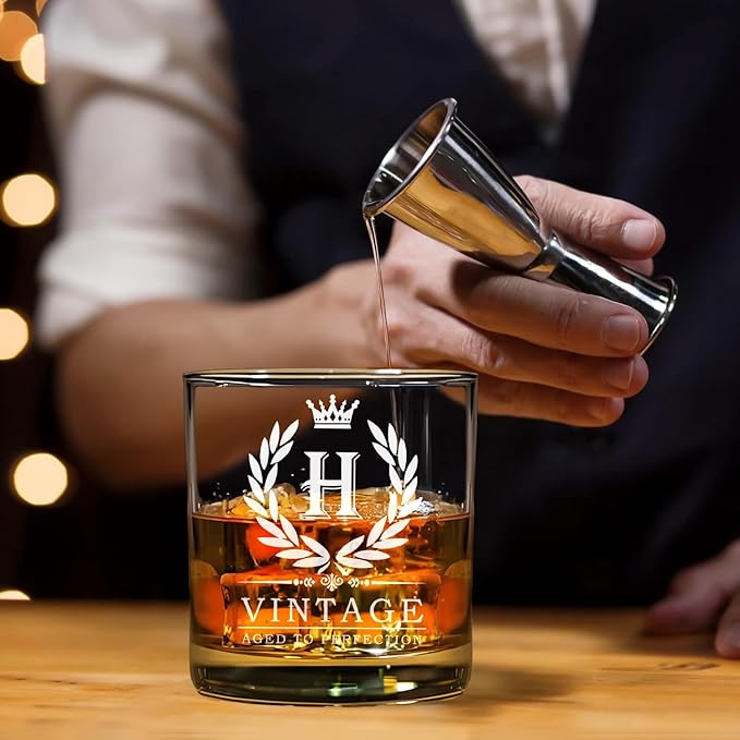 Old Fashioned Glasses Birthday Gifts for Men 11oz Personalized Whiskey Glass Engraved Monogram Drinking Glass for Man Custom Bourbon Gift For Dad Who Have Everything