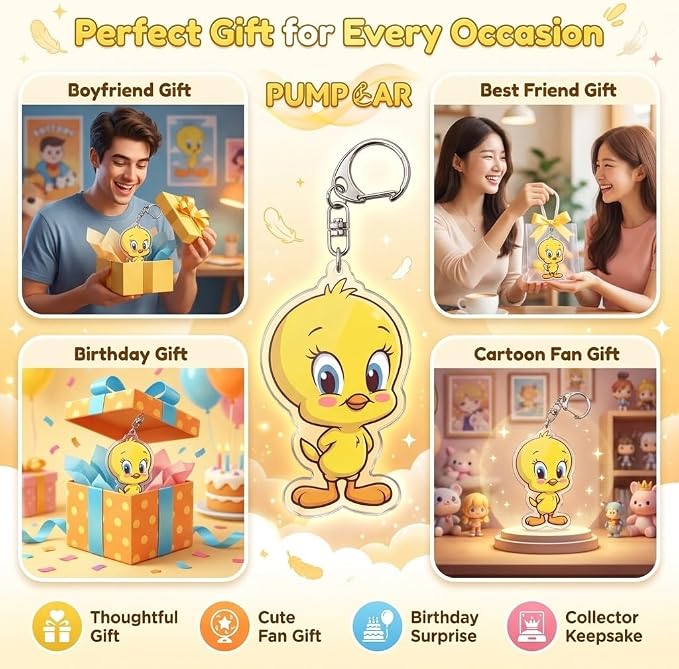 PumpCar Acrylic Keychain Double-Sided Charm Key Ring with Metal Clip Backpack Charm Bag and Car Key Accessory Collectible