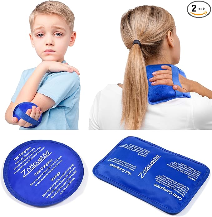 Gel Ice Pack for Injuries Reusable Soft Freezer Ice Bag with Strap- Hot Cold Compress Packs for Swelling Bruises Surgery Knee Shoulder Foot Back Ankle Neck Elbow Wisdom Tooth-2 Pack