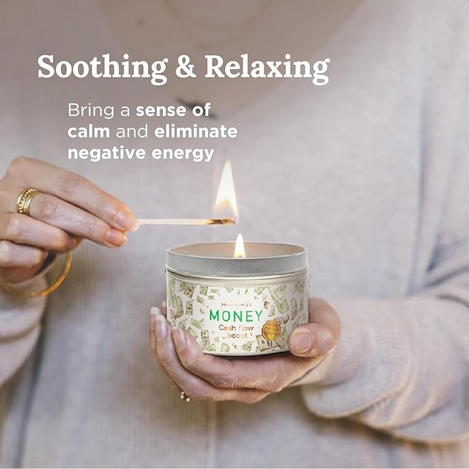 Magnificent 101 Long Lasting Money Aromatherapy Candle | 6 Oz - 35 Hour Burn | Made of Sage Scented Soy Wax Candle for House Energy Cleansing, Purification & Manifestation | Boost Your Cash Flow