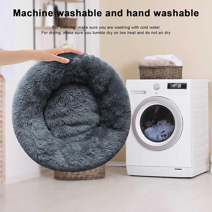 Nisrada Cat Beds for Indoor Cats,15.7 Inch Dog Bed for Small Melium Large Dogs, Washable-Round Pet Bed for Puppy and Kitten with Slip-Resistant Bottom