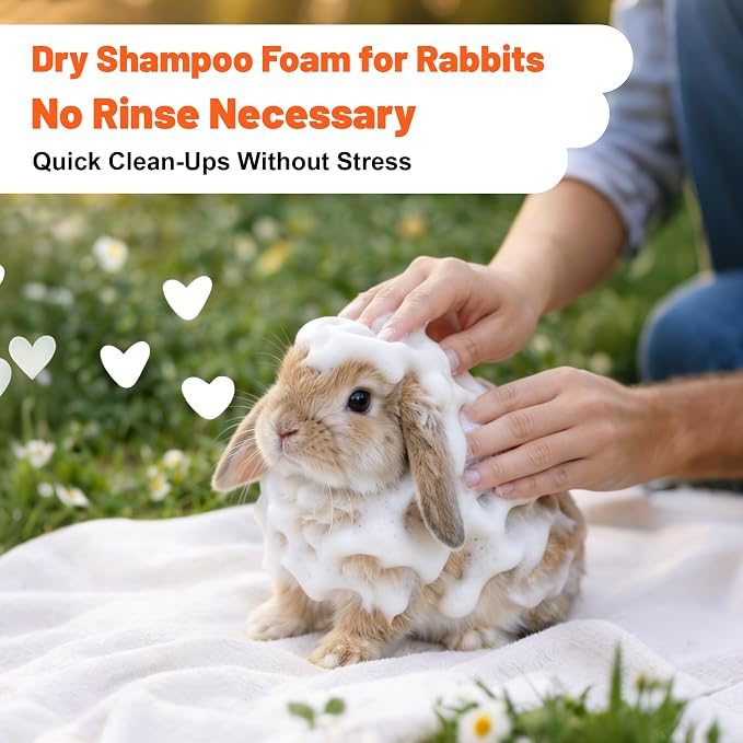 Waterless Rabbit Shampoo | Fragrance-Free & No Rinse Cleanser for Small Pets | Gentle for Sensitive Skin, Ideal for Ferrets, Guinea Pigs, Bunnies, Hamsters & Sugar Gliders, 3.38 fl oz (Fragrance Free)