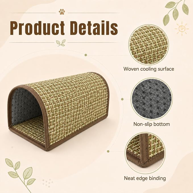 Summer Mat Guinea Pig Hideout – Cool Small Animal Bed with Hamster Bed Tunnel Design, Washable House Cage Accessories for Hamster, Chinchillas, Mice, Hedgehogs, Ferrets, Rats