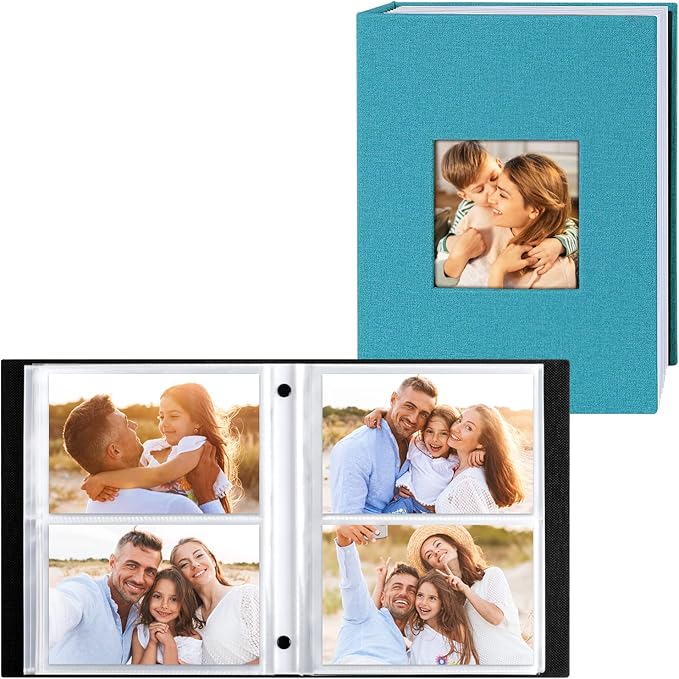 Ywlake Photo Album 4x6 200 Pockets 2 Packs, Linen Photo Albums Holds 200 Horizontal Pictures Only Teal