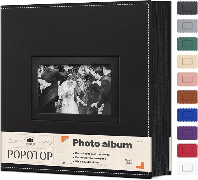 Popotop Photo Album 4x6 800 Pockets with Leather Hardcover Cover, Large Photo Album Binder Book with 80Pcs Pages for Family Travel Wedding Baby Gifts