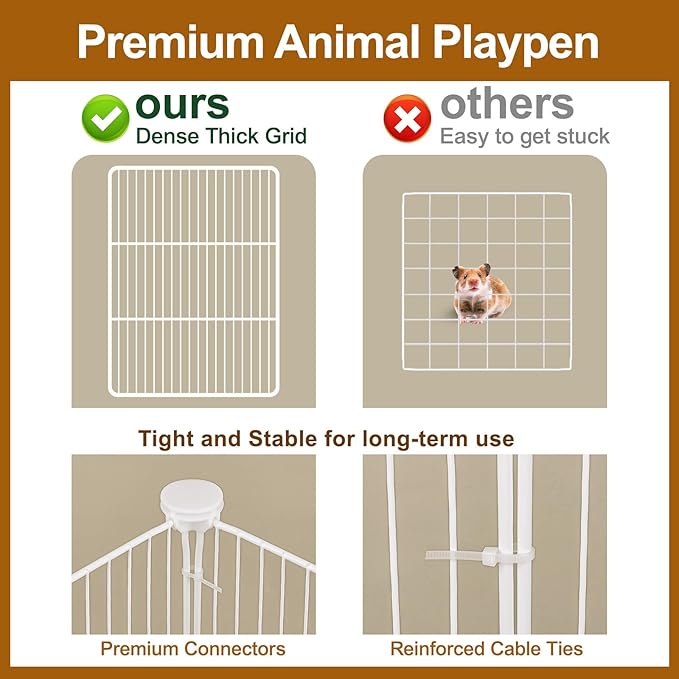 VISCOO 20 Panels Small Animal Playpen, Pet Playpen, Guinea Pigs Cages | C&C Cage, Rabbit/Bunny Cage, Puppy Play Pen, Indoor Outdoor Portable Metal Wire Yard Fence(White)