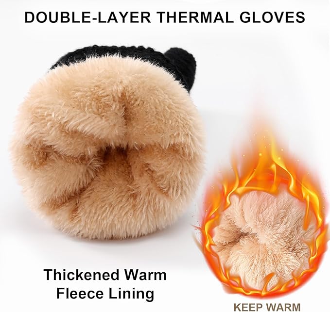 Trifabricy Winter Gloves for Women, Warm Fleece Lined Womens Gloves, Knit Glove for Women, Touchscreen Glove for Cold Weather