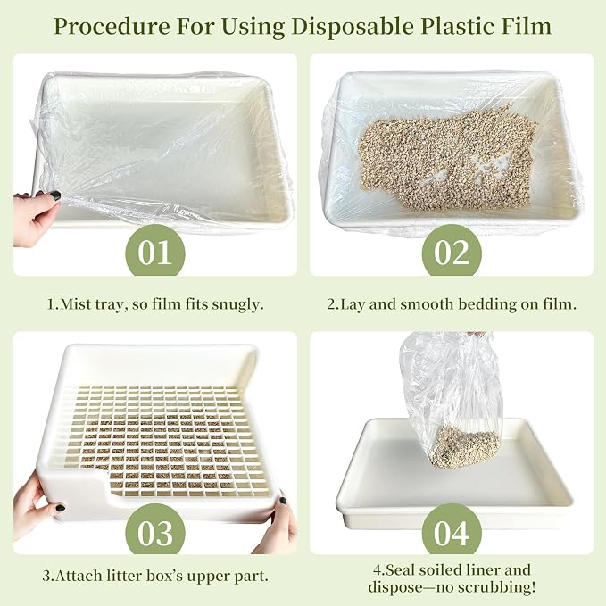 Disposable 50 pcs Small Animal Cage Liners | Rabbit Tray Film Liner Bunny Litter Pan Bags Guinea Pig Cage Toilet Plastic Film for Bird Hamster Chinchilla Hedgehog