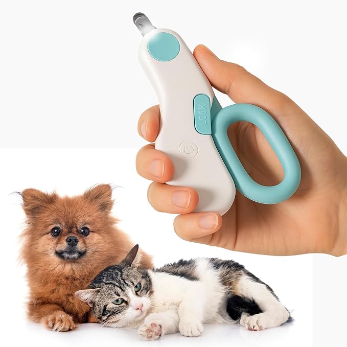 LED Pet Nail Clipper with Safety Guard for Cats & Small Dogs - Claw Trimmer with Light for Nail Bloodline - Razor Sharp Blades for Kitten Bunny Rabbit Bird Ferret Guinea Pig Hamster