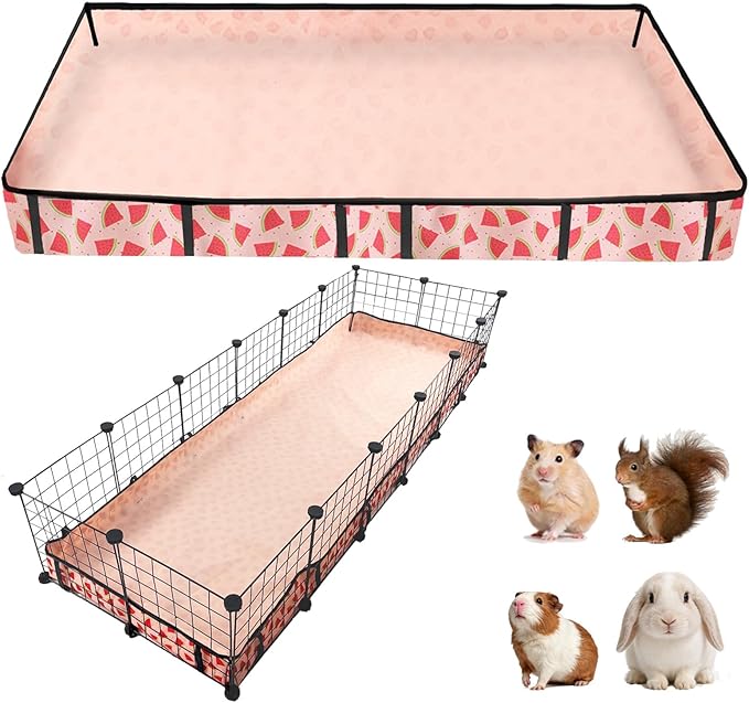 Waterproof Guinea Pig Cage Liners, Washable & Reusable Small Animal Cage Mat, for Rabbit, Hamster, Chinchilla, Hedgehog (Watermelon),C&C 24x72 inches