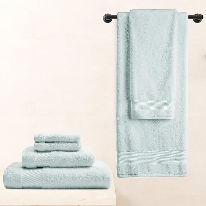 BIOWEAVES 100% Organic Cotton Bath Sheet Set of 2 | Soft Oversized Bath Towels | 700 GSM Premium Bath Towel Sheet Set GOTS Certified - Seafoam