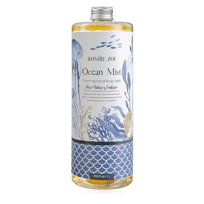 ROMIIE ZOI Foaming Hand Soap Refill, Ocean Mist, Gentle & Moisturizing Formula for Home & Kitchen, 1 L/ 33.8 FL OZ