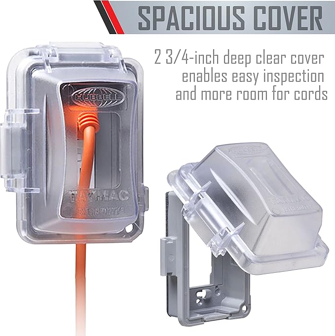 TayMac MM420C 1-Gang Nonmetallic Extra Duty Weatherproof In-Use Horizontal/Vertical 16-in-1 Standard Cover,2.75 in,Clear,(Pack of 8)