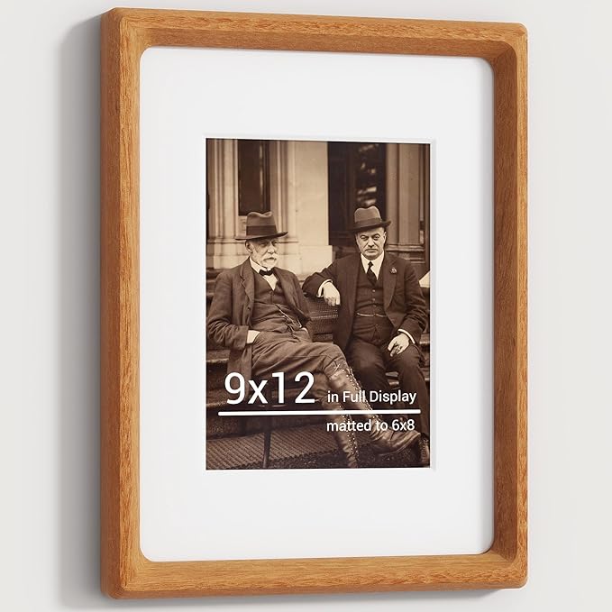 9x12 Picture Frames Natural Teak,Original Wood Hand Make Crafted Diploma Frame with Mat to 6x8 Graduation Picture Display,Family Picture,Wedding Picture,Photo,Certificate Tabletop & Wall Decoration