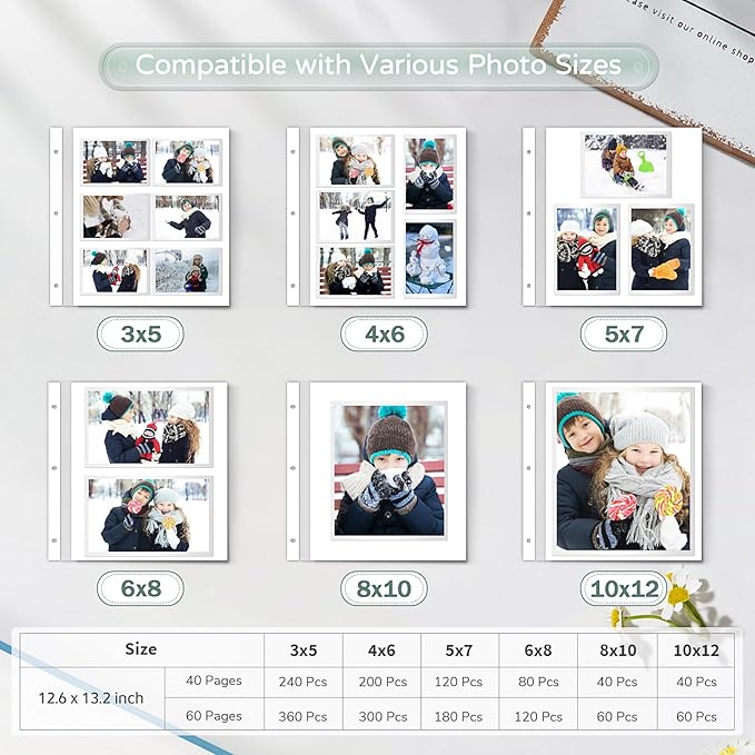Popotop Large Photo Album Self Adhesive 4x6 5x7 8x10 Scrapbook Album DIY Picture Book,Gifts for Mom,Family Baby and Wedding,with Metal Pen and Plastic Board