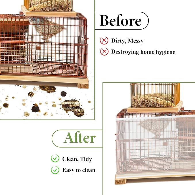 Trinkrittey Bird Cage Seed Catcher White Bird Cage Net Cover Adjustable Birds Cages Netting Seed Catcher Stretchy Birds Cages Guard for Parrot Enclosures