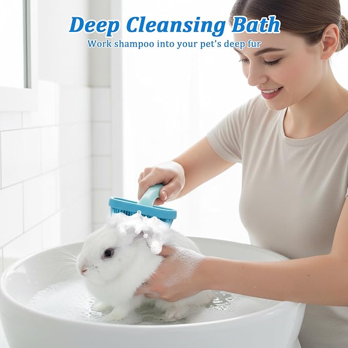 Guinea Pig and Bunny Brush, Beauty Silicone Brush, Soft Smoothing Dog Brush, Shedding Season Helps Untangle Mats and Comb Loose Fur for Chinchillas, Bunnys, Guinea Pigs and Puppies (Blue)