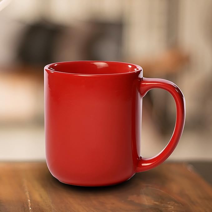 DISCOUNT PROMOS Vibrant Color Glossy Ceramic Mugs 16 oz. Set of 10, Bulk Pack - Perfect for Tea, Espresso, Cappuccino, Hot Cocoa - Red