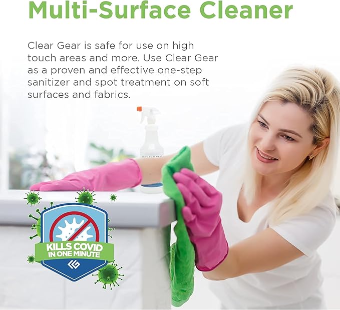 Clear Gear - Disinfectant, Cleaner, and Deodorizer for Sports Equipment, Gyms, and Fitness Centers - EPA-Registered, Hospital Grade, Made in USA - 1 Gallon Bottle