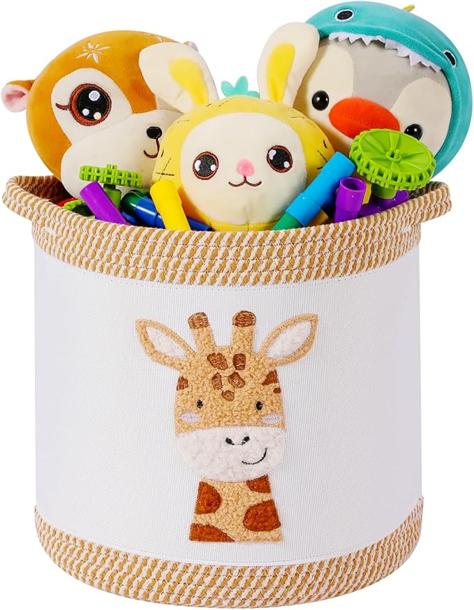 Toy Basket for Baby Laundry Hamper Blanket Baskets Cute Giraffe Nursery Hampers Toy Storage Basket, Woven Cotton Rope Nursery Organization Bins For Girls Boys Kids Newborn Gifts Baskets