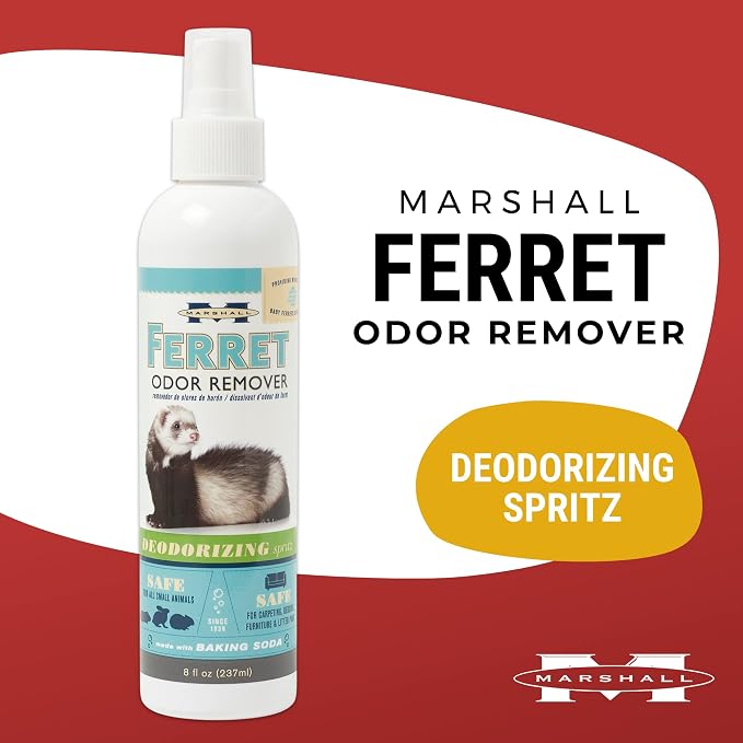 Marshall Pet Products Ferret Odor Remover, Deodorizer Spritz with Baking Soda, for Small Animals and Ferrets, 8 oz