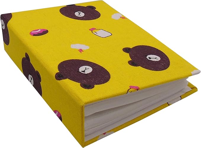 Small Photo Album for Kids, 100 Pockets 4x6 Bookshelf Baby Picture Album, Slip-in Linen Cover Photo Book for Family(Bear)