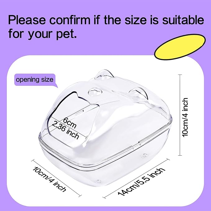 Transparent Hamster Sand Bath Container with Secure Buckles - Splash Proof Sand Box and Dig Box for Small Animals - Bathroom House for Hamster Cage for Home and offic