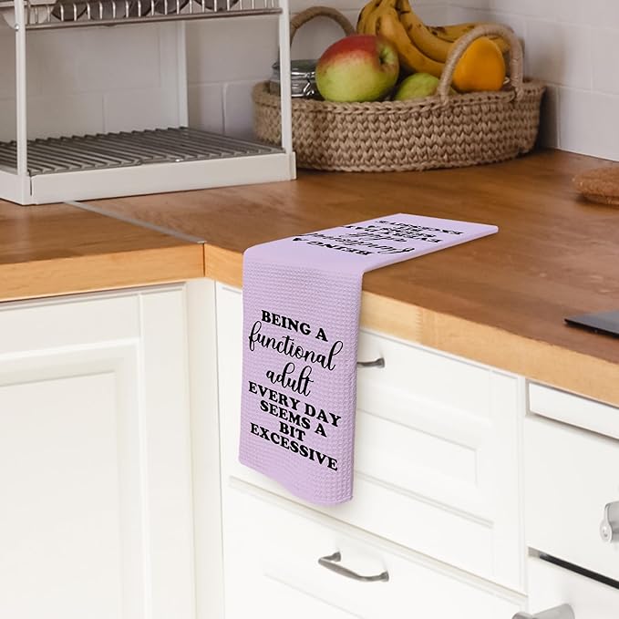 Funny Sarcastic Adult Purple Dish Towels 16x24 Inches, Decorative Absorbent Hand Tea Kitchen Bathroom Towels