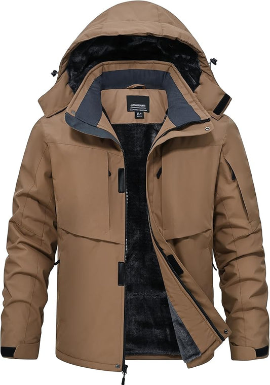 Mens Winter Snow Jacket Waterproof Ski Jackets Snowboard Rain Warm Coat Insulated Hood Fleece Lined