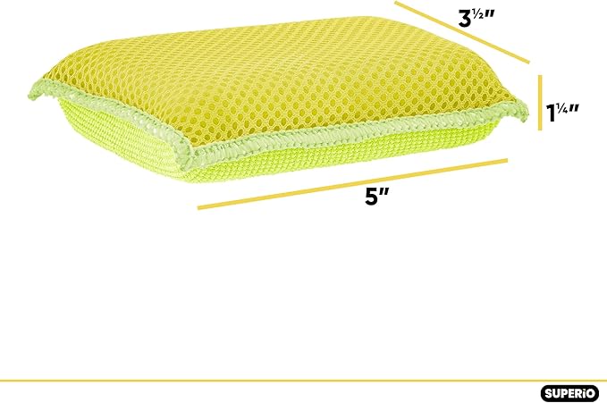 Microfiber Non-Scratch Dish & Kitchen Scrubber Heavy-Duty Household Cleaning Sponges, Multi-Purpose Cleaning Supplies for Dishes and Kitchens Pack of 3